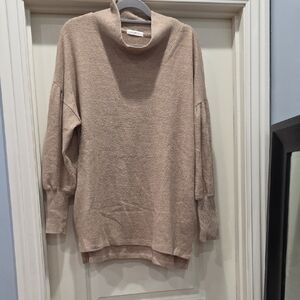 Cherish Soft‎ Beige Cowl Neck Tunic Sweater